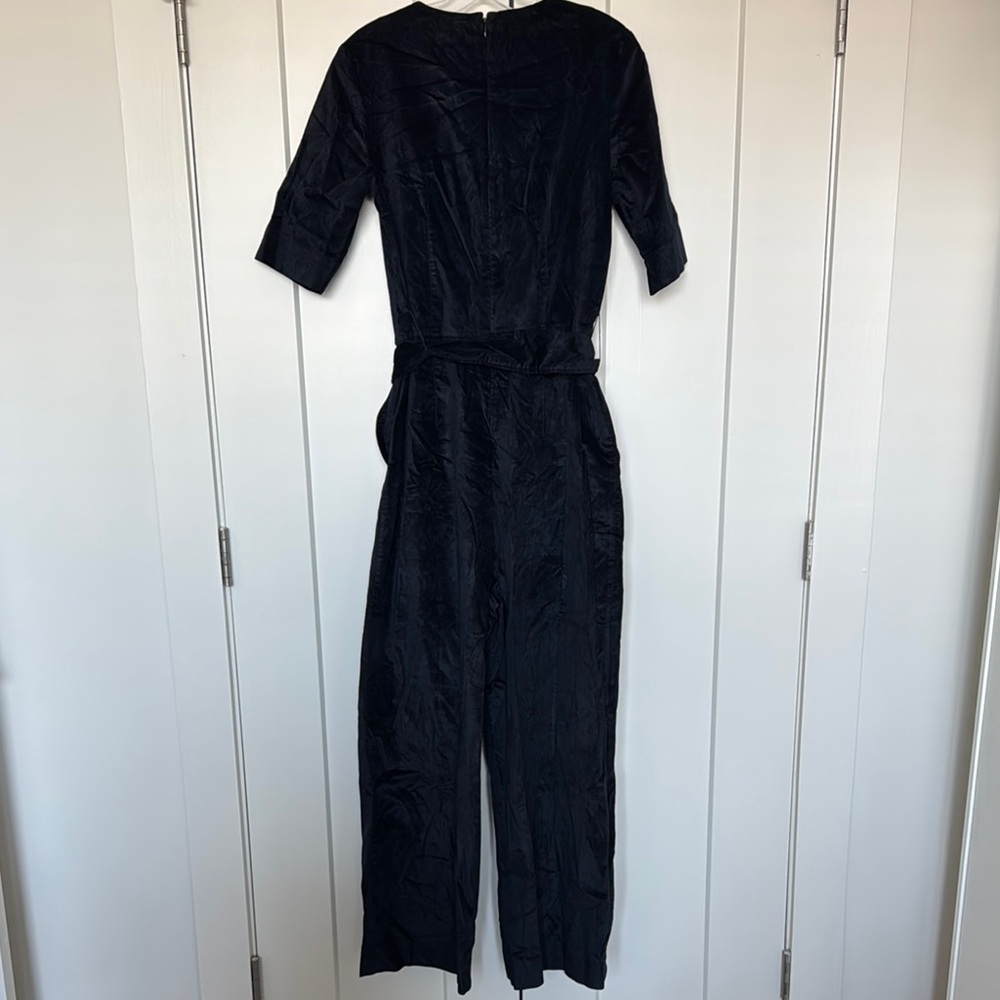 Chic Dark Blue Velvet Jumpsuit - Picture 3 of 3